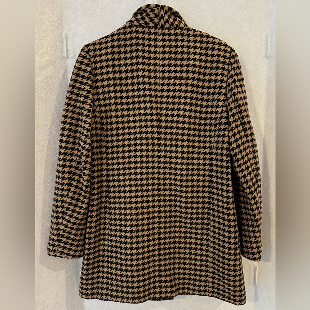 NWT Loft Tan And Black Houndstooth Medium Wrap Coat 32284584 Retail $180 - Picture 2 of 6